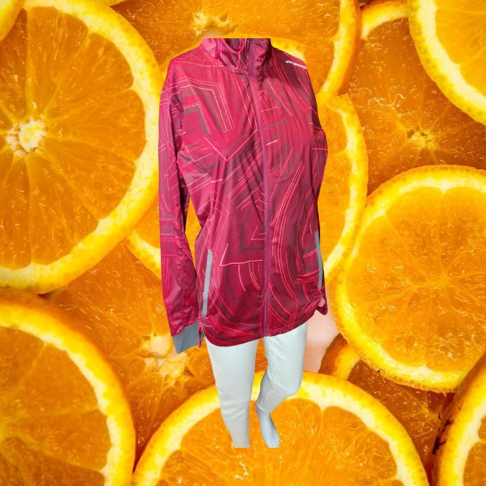 Brooks Womens Run Happy DriLayer‎ Full Zip Running Jacket Burgundy Pink Size M